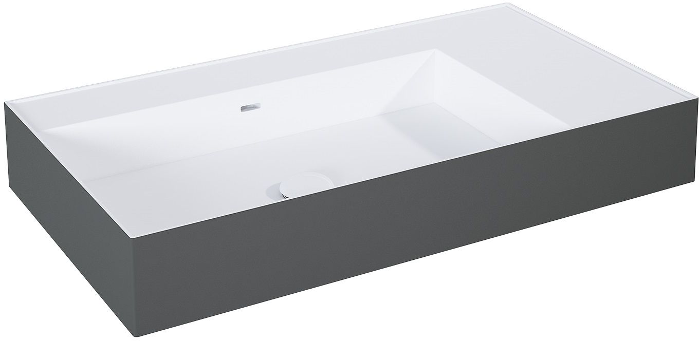 Darmowa Dostawa - Umywalka 80.5x45.5 cm prostokątna ścienna biała-antracyt Elita Level RE041461216180