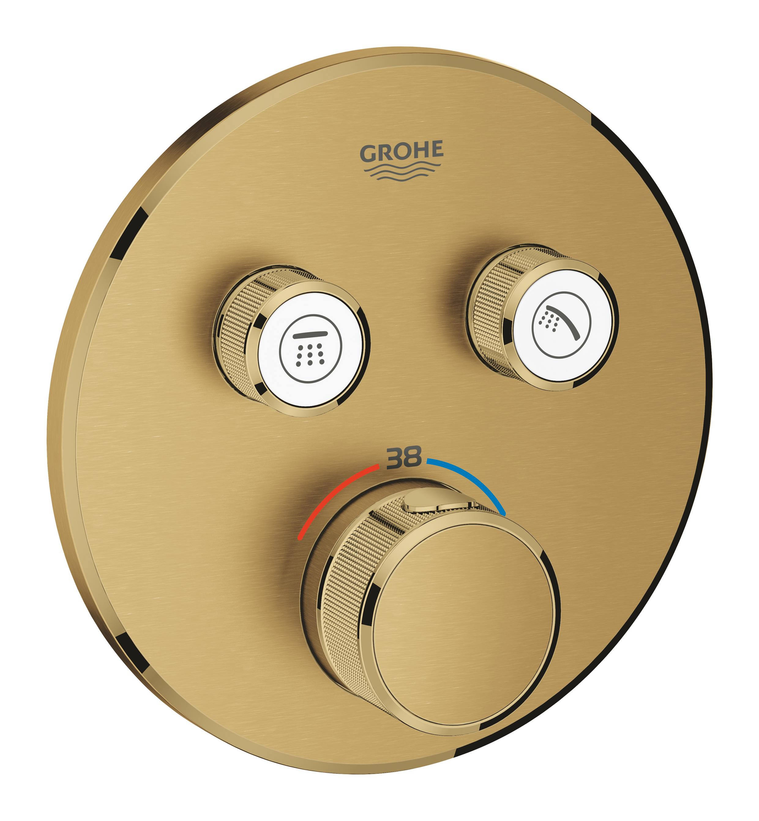 Darmowa Dostawa - Bateria wannowo-prysznicowa podtynkowa z termostatem brushed cool sunrise Grohe Grohtherm SmartControl 29119GN0