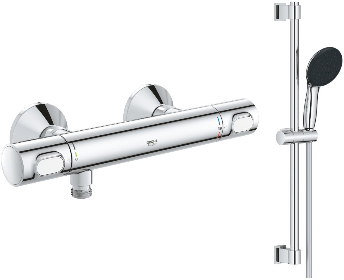 Darmowa Dostawa - Zestaw prysznicowy ścienny termostatyczny chrom Grohe Precision Flow abset12358