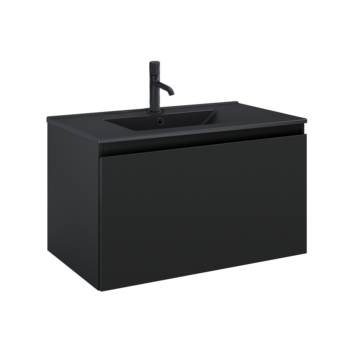 Darmowa Dostawa - Umywalka z szafką 80 cm czarną Oltens Vernal 68015300