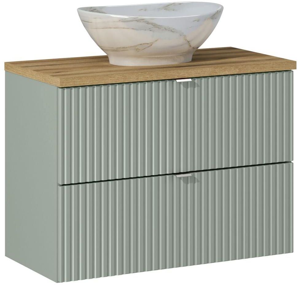 Darmowa Dostawa - Umywalka z szafką i blatem 80 cm zieloną Comad Line Reed Green SETLRGBOAK80CMSUNPATI