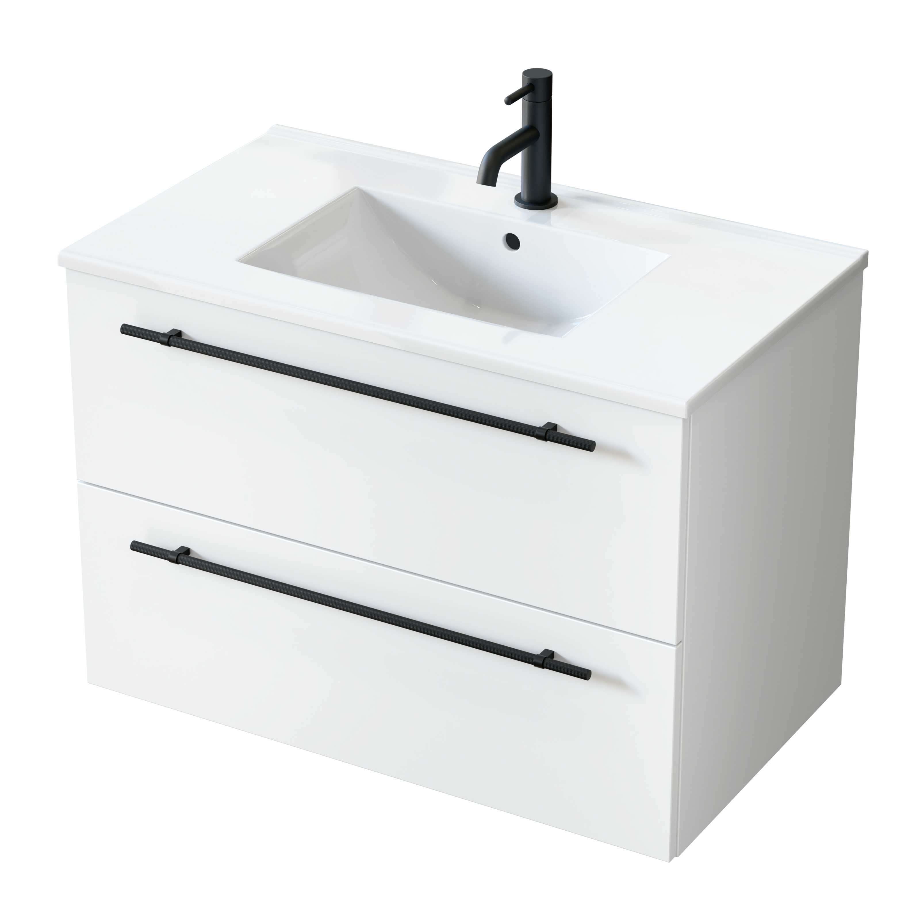 Darmowa Dostawa - Umywalka z szafką i uchwytami 80.5 cm białą Uptrend Nava 004SU8001UP4530800