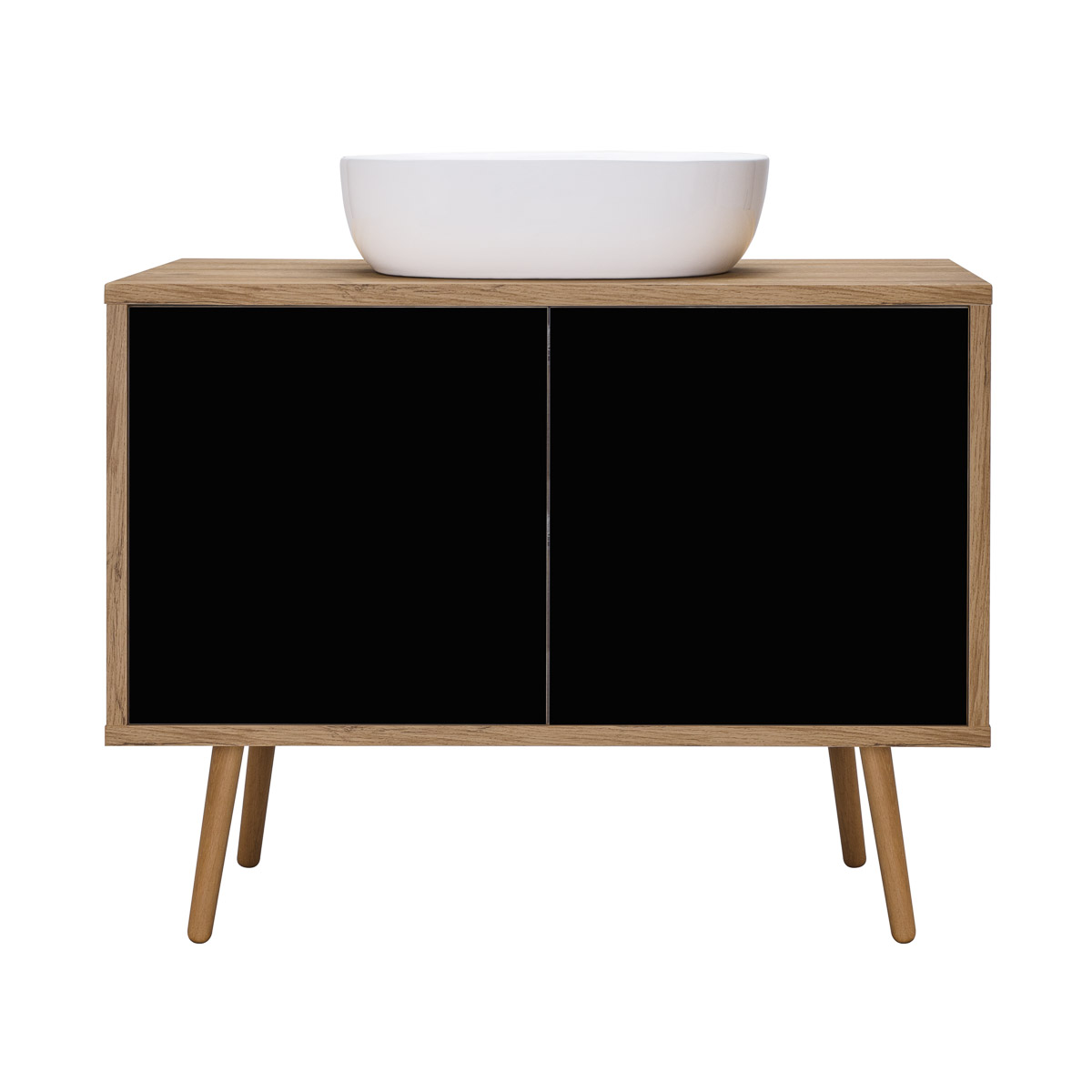 Darmowa Dostawa - Szafka 95x45x49.7 cm podumywalkowa wisząca czarna-dąb Oltens Hedvig 60204360