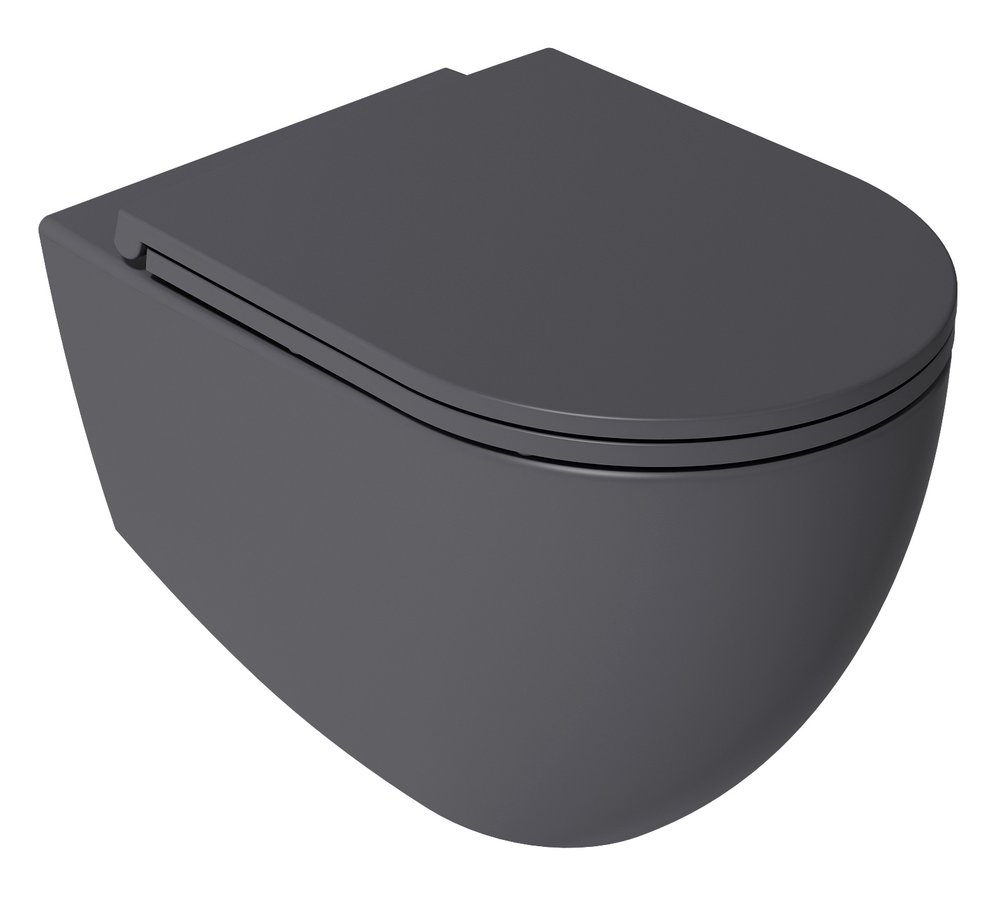 Darmowa Dostawa - Miska WC wisząca bez kołnierza antracyt mat Isvea Infinity 10NF020042C
