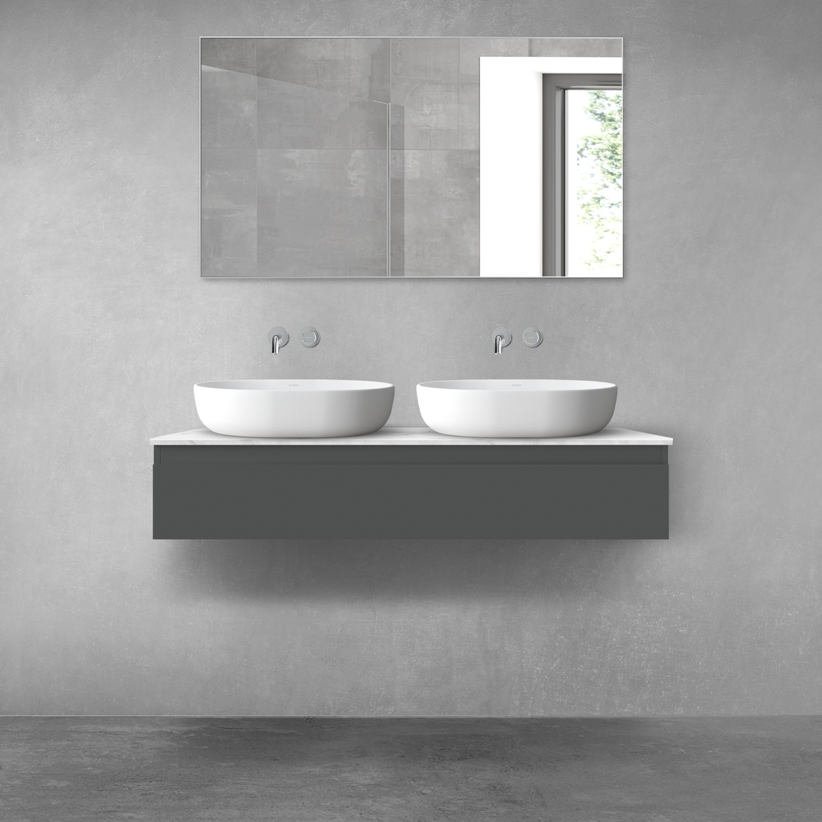 Darmowa Dostawa - Szafka z blatem 120x45.6x25.2 cm podumywalkowa wisząca grafitowa Oltens Vernal 68709400