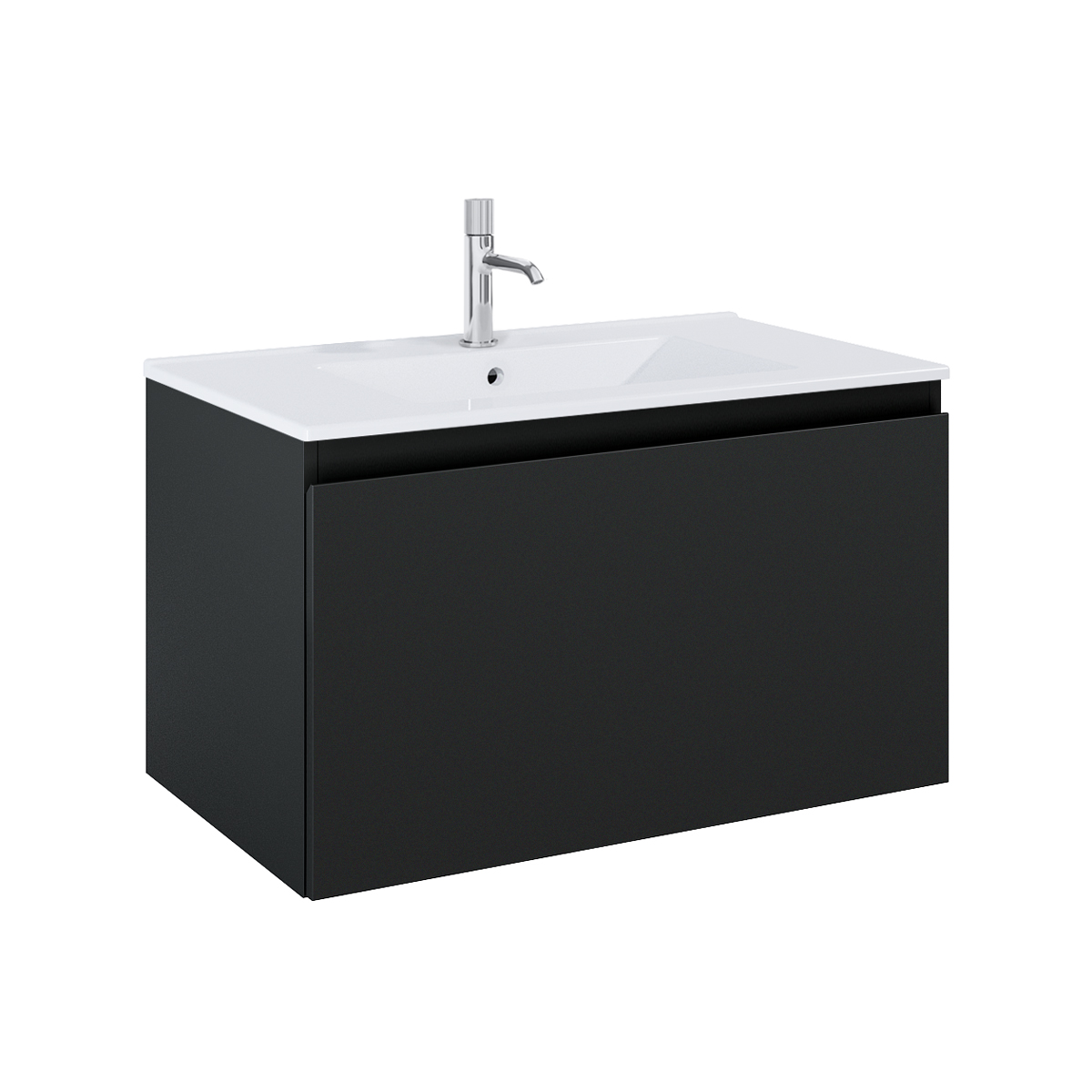 Darmowa Dostawa - Umywalka z szafką 80 cm czarną Oltens Vernal 68014300