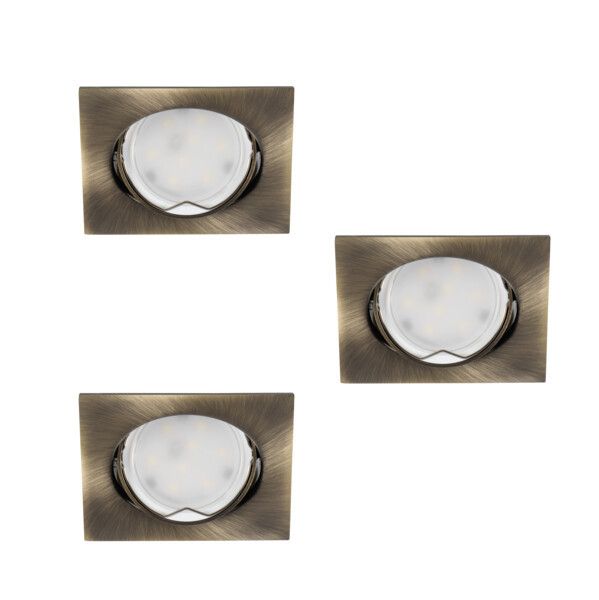 Oprawa wpuszczana Kanlux Tribis mosiądz ruchoma 3 x GU10 x 10W IP20 wym: 2,7 x 8,2 x 8,2 cm kwadratowa - 3 szt.