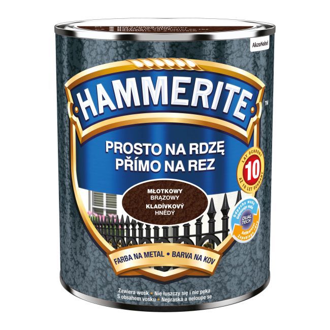 Farba do metalu Hammerite Prosto Na Rdzę młotkowy brązowy 0,7 l