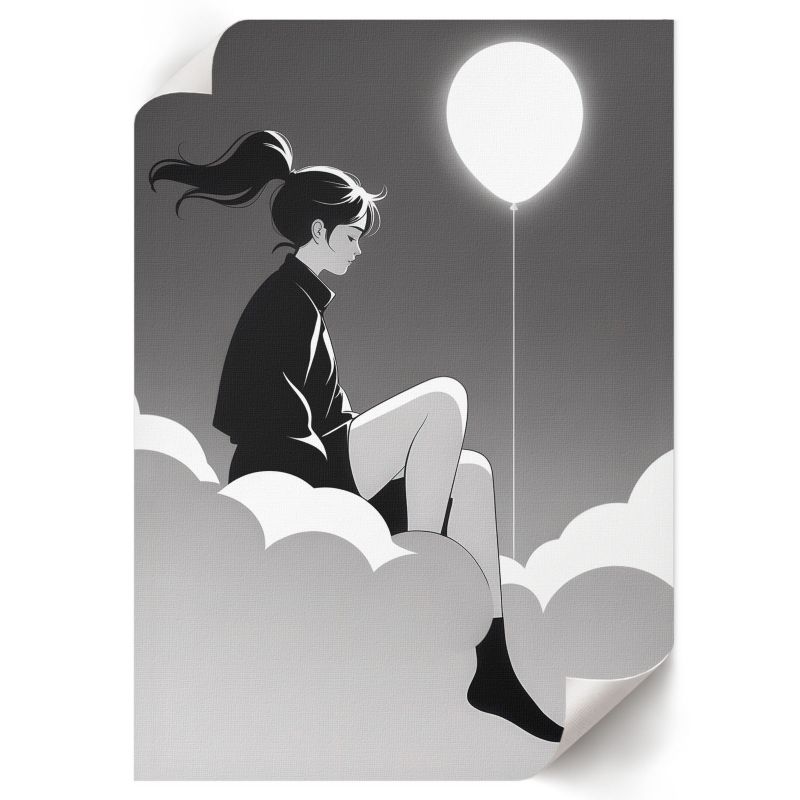 Grafika Na Ścianę ArtPrintCave 21x29,7 cm Dziewczyna i balon Pixel 1 szt.
