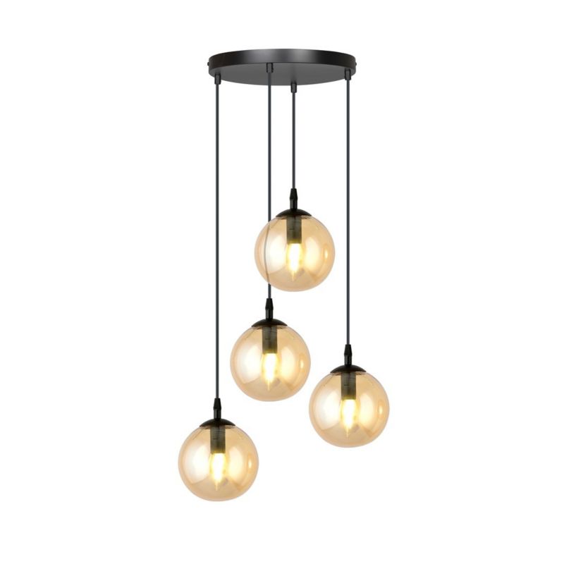 Lampa sufitowa wisząca Emibig Cosmo 6125 czarno-miodowy szklane kule 4xE14 x 10W 1 szt.