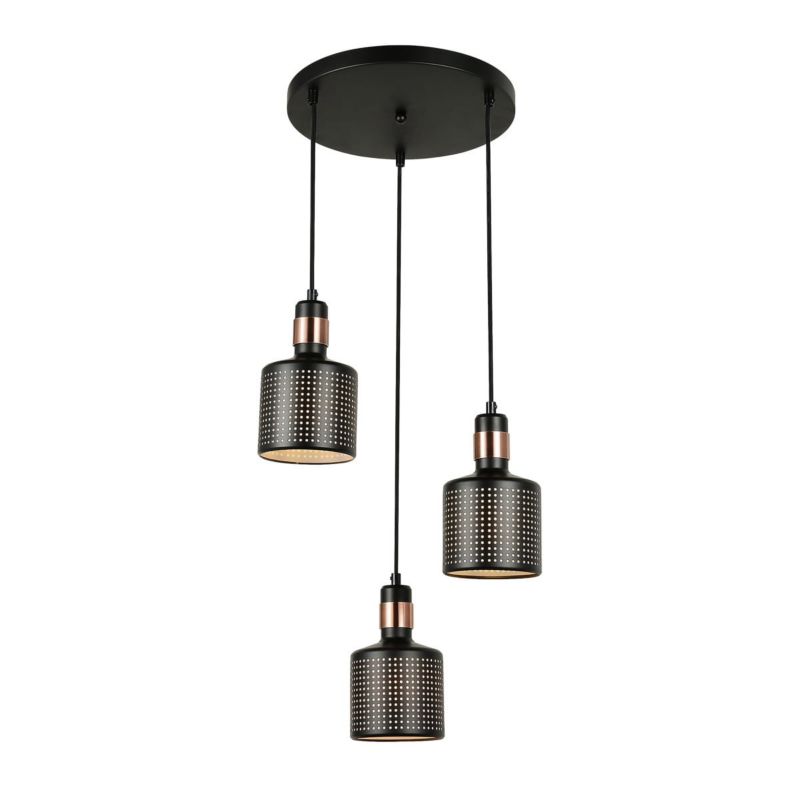 Lampa sufitowa wisząca Italux Restenza 2628 czarno-miedziana nowoczesna 3xE27 x 1 szt.