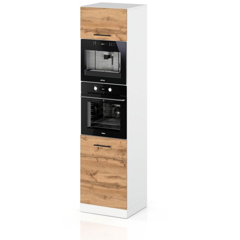 Szafka Kuchenna Hurtownia-Mebli Stojąca Do zabudowy piekarnika S60M sPremium 60cm Biały Mat Dąb Wotan 60x58x211 cm 1szt.