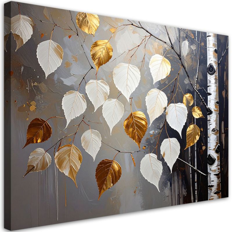 Obraz do salonu sypialni kuchni biura Feeby Las liście brzozy biało 45x30cm 1szt