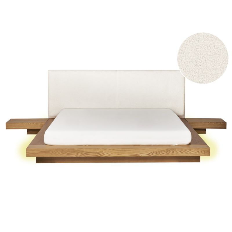 Łóżko LED Boucle Zen 160 x 200 cm LED Jesion naturalny 1 szt.