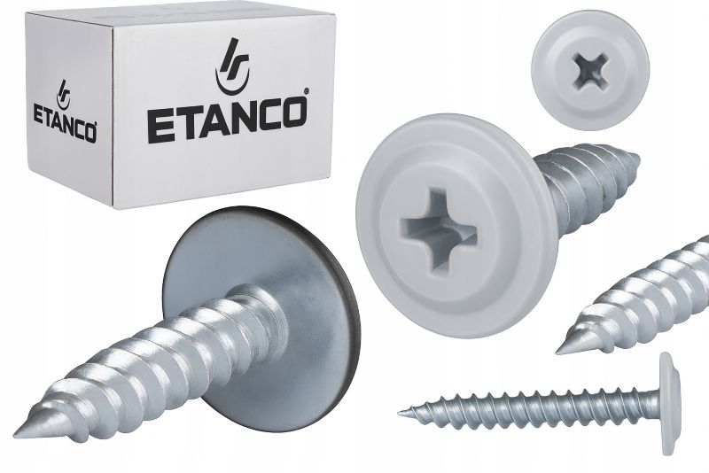 Wkręty Podkładkowe Etanco Do Drewna 4,2X38Mm, Ral 7035 Gm-S 250Szt.