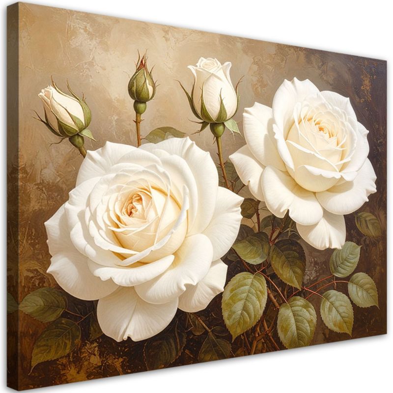 Obraz do salonu sypialni biura kuchni Feeby Kremowe róże kwiaty 100x70cm 1szt