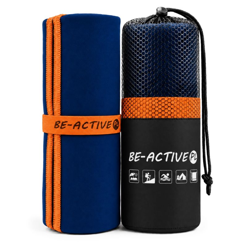 Ręcznik Be-active.pl szybkoschnący sportowy z mikrofibry 130x80 granatowo-pomarańczowy 1szt