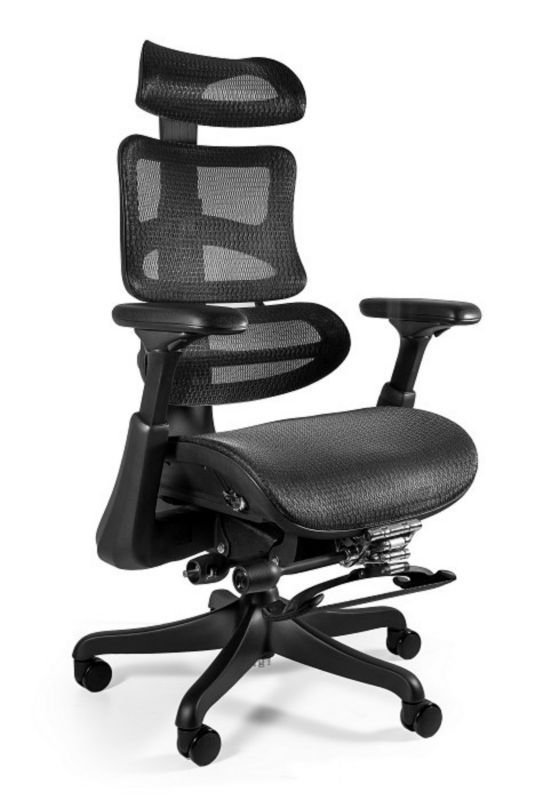 Fotel Unique ergonomiczny ERGOTHRONE czarny siatka podnóżek 1szt