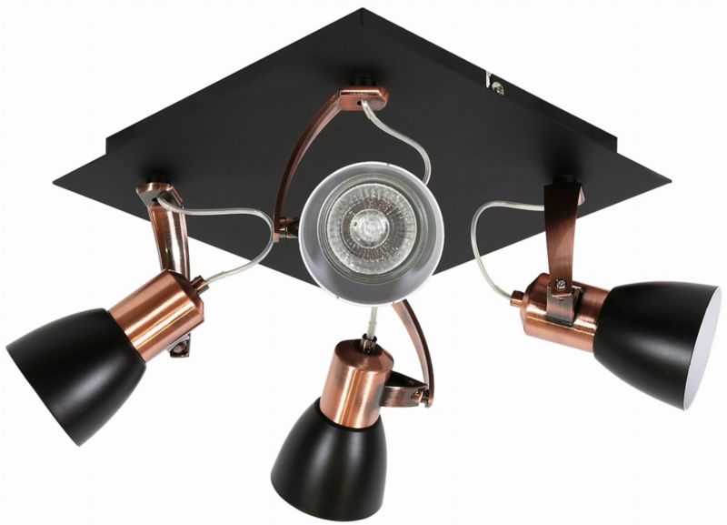 Lampa sufitowa Candellux Markus czarno-miedziana 4 x GU10 x 50W wym: 30 x 30 cm - 1 szt.