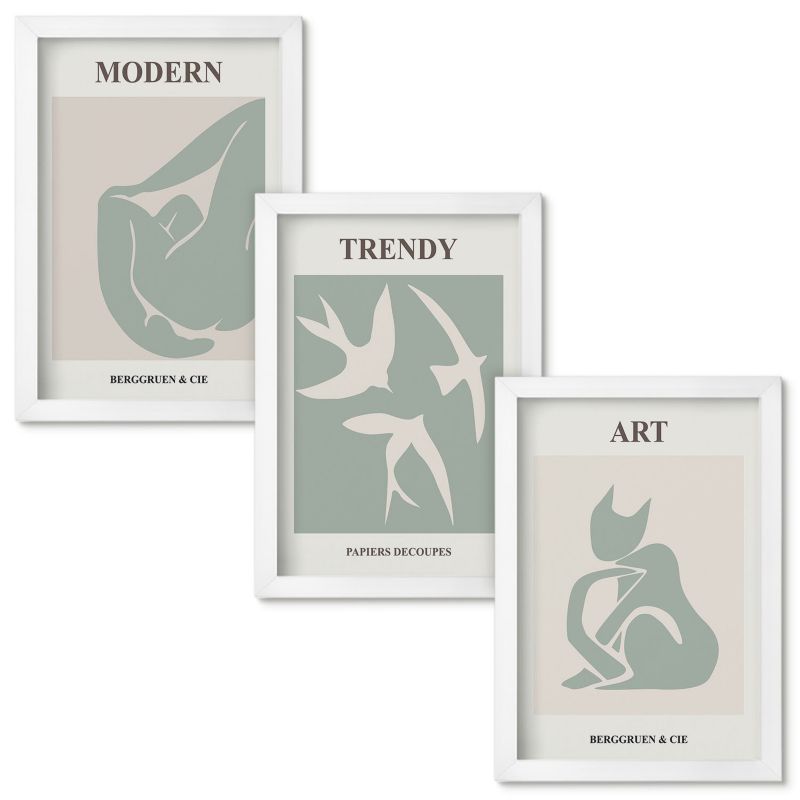 Zestaw obrazów Wallfluent Matisse abstrakcyjne figury Biała rama 20x30cm 3 szt.
