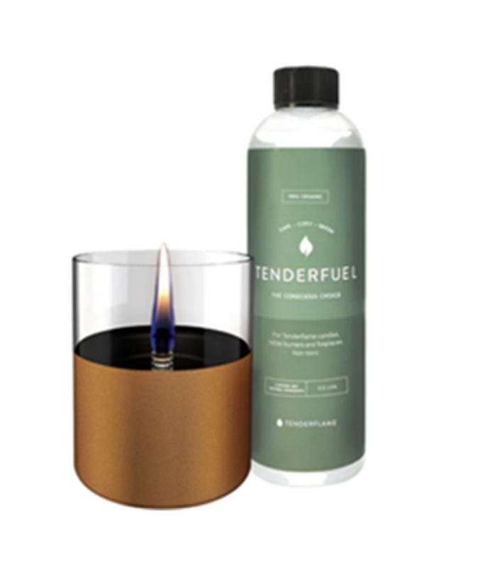 Biokominek Tenderflame świeca LILLY 10 Miedziana i Paliwo Organic Tenderfuel 0,5l - zestaw 1 szt.
