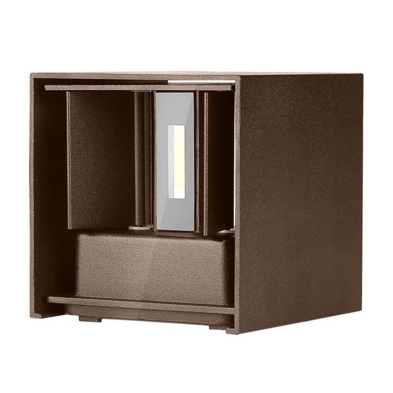 Kinkiet ścienny zewnętrzny V-TAC brązowy LED 11W 3000K 1360lm IP65 wym: 10 x 10 x 10 cm aluminium - 1 szt.
