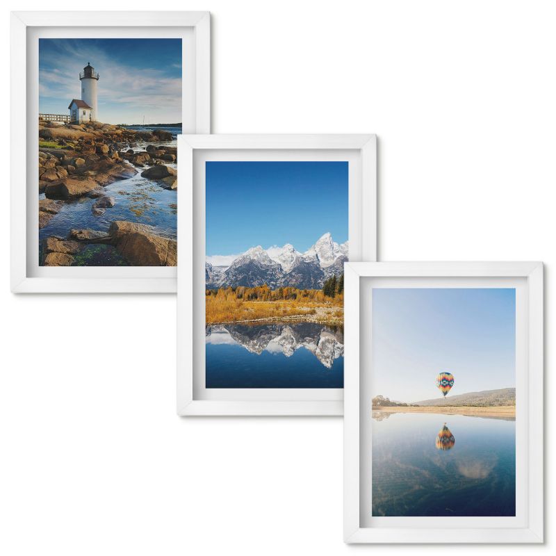 Obrazy Do Sypialni Wallfluent Widoki natury latarnia góry balon Biała rama 20x30cm 3 szt.