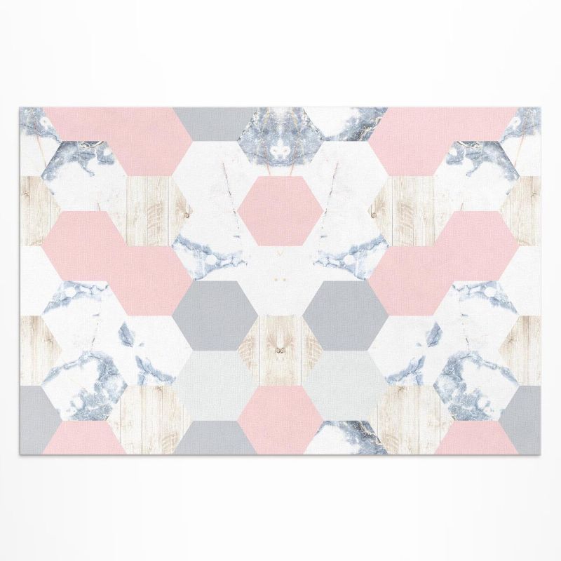 Dywan Winylowy Zewnętrzny Wallfluent 150x225 cm Pastelowe heksagony z marmurem 1 szt.