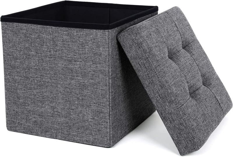 Pufa Songmics pikowana ze schowkiem siedzisko podnóżek mocna szara 38x38cm 1 szt.