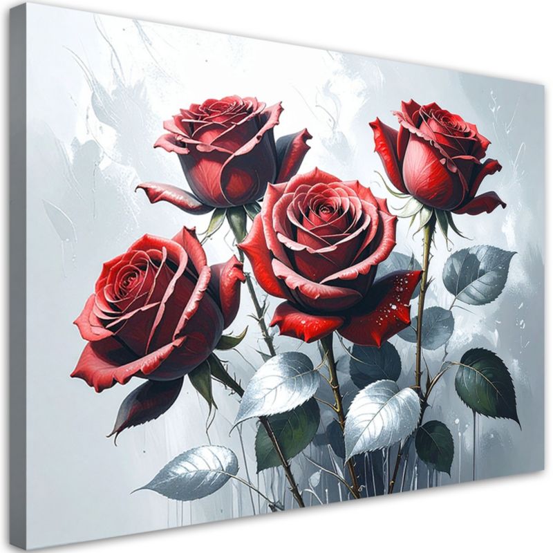 Obraz do salonu sypialni kuchni biura Feeby Czerwone róże kwiaty 100x70cm 1szt