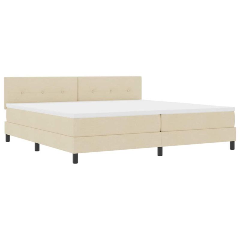 Łóżko z materacem WaszeMeble 200x220 cm Kremowy tkanina WM-3338718 1 szt.