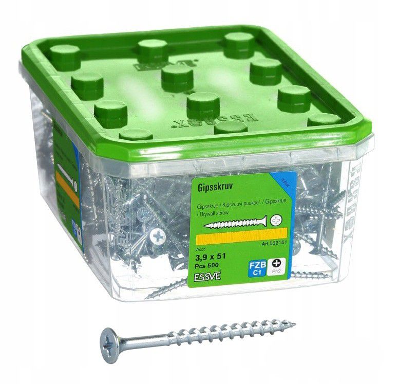 Wkręty Essve 3,9X51Mm Do Montażu Płyt G-K Do Drewna 500 Szt.