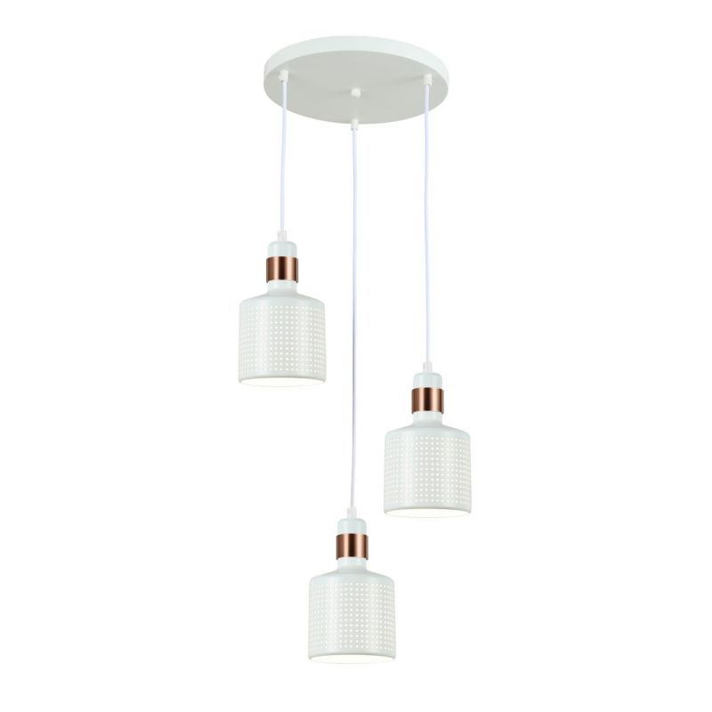Lampa sufitowa wisząca Italux Restenza 2642 biało-miedziana nowoczesna 3xE27 x 1 szt.