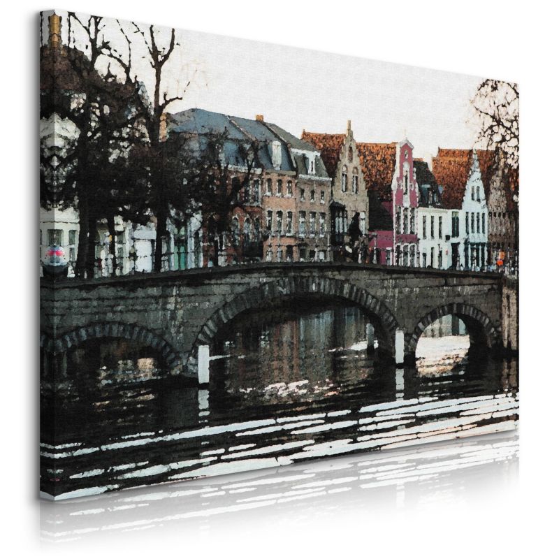 Obraz Muralo Do Salonu Brugia Belgia Most Abstrakcja Miasto 90x60 cm 1 szt.