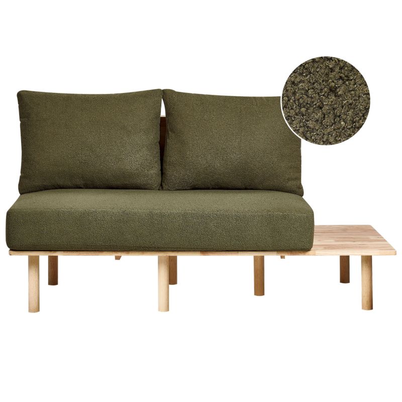 Sofa dla 2 osób Salo Boucle Ciemnozielony ze stolikami 1 szt.