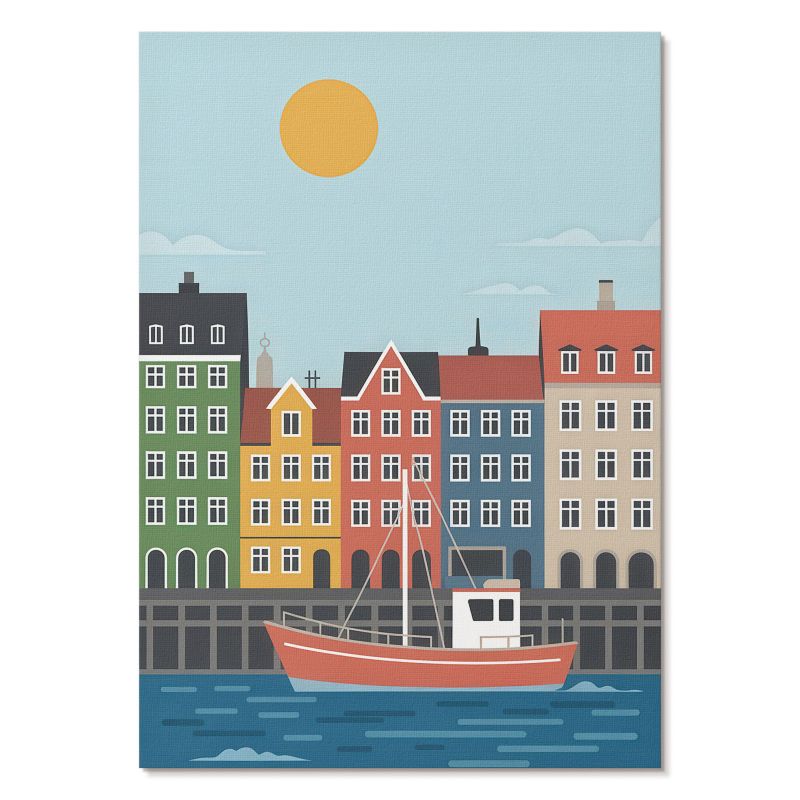 Nowoczesny Plakat na Płótnie Tulup 21x29,7 cm (A4) Miasteczko portowe Do salonu, biura, 1 szt.