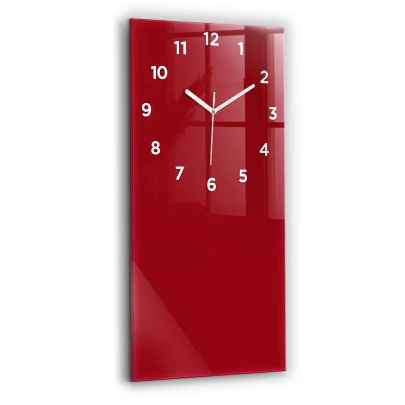 Zegar z białymi wskazówkami Wallfluent 30x60 cm Kolor czerwony Szklany 1 szt.