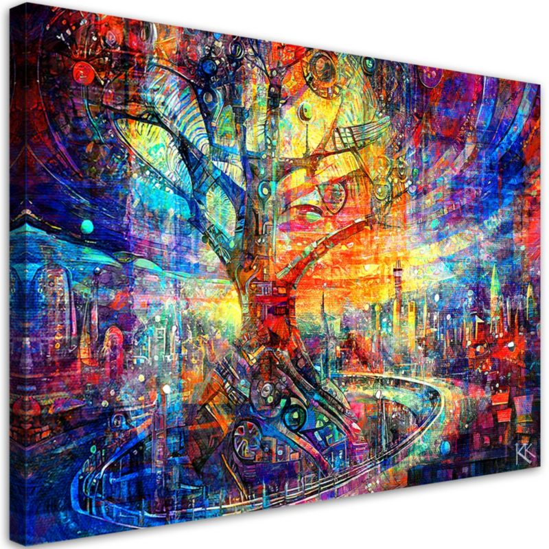 Obraz do salonu sypialni Feeby Drzewo Abstrakcja Kolorowa 90x60cm 1szt