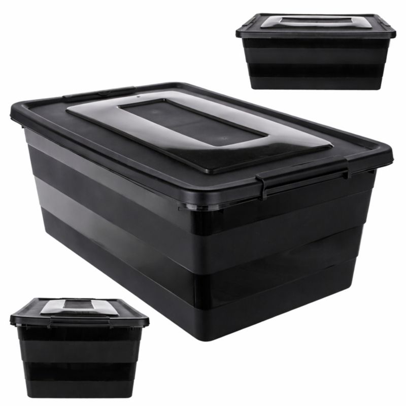Pojemnik KADAX Z Pokrywą Do Przechowywania 40L Organizer Plastikowy Na Zabawki Czarny 1 szt.