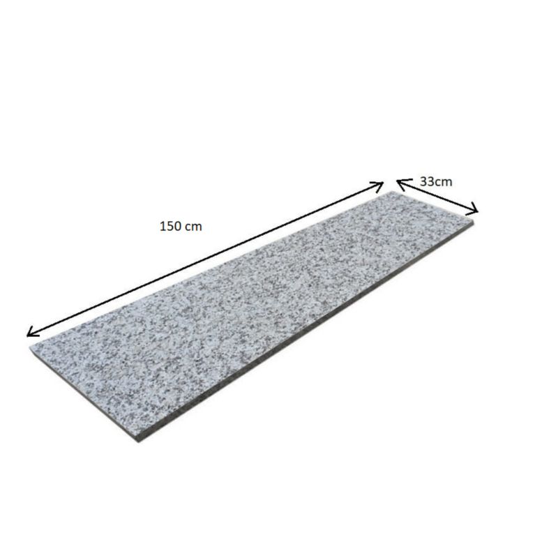 Stopnica granitowa Tiles szara płomieniowana Bianco Sardo G602 150x33x3 cm 1 szt.
