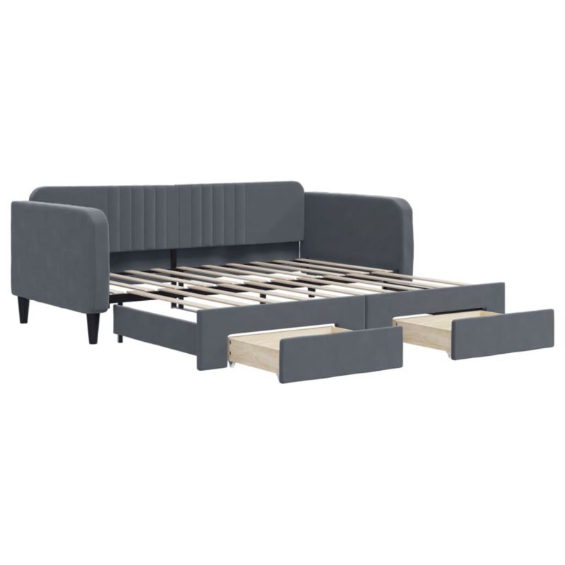 Sofa rozkładana WaszeMeble 90x190 cm Ciemnoszary aksamit z szufladami WM-3197125 1 szt.