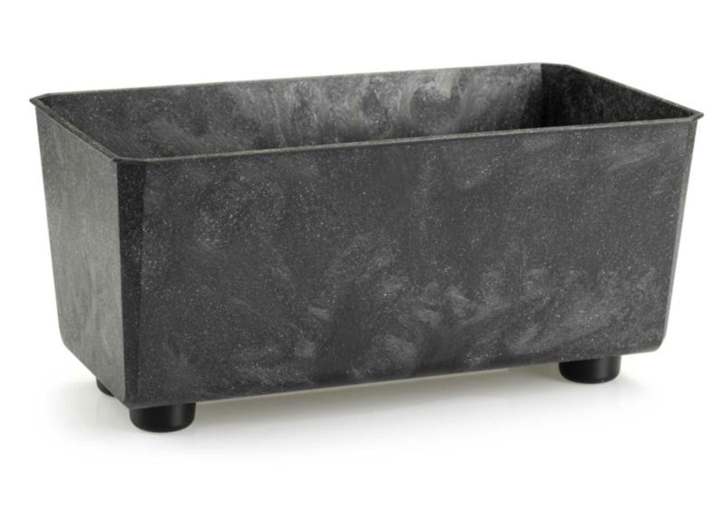 Skrzynka na kwiaty Salvia HowHomely czarny beton prostokątna 28,4x16,8xh13,7 cm 1 szt.