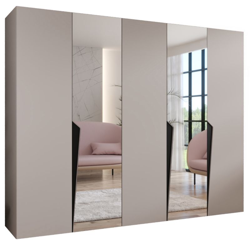 Szafa uchylna z lustrem z lustrem otwierana Abiks PIANO 2 250 wys 202 cm Kaszmir + Czarny 1 szt