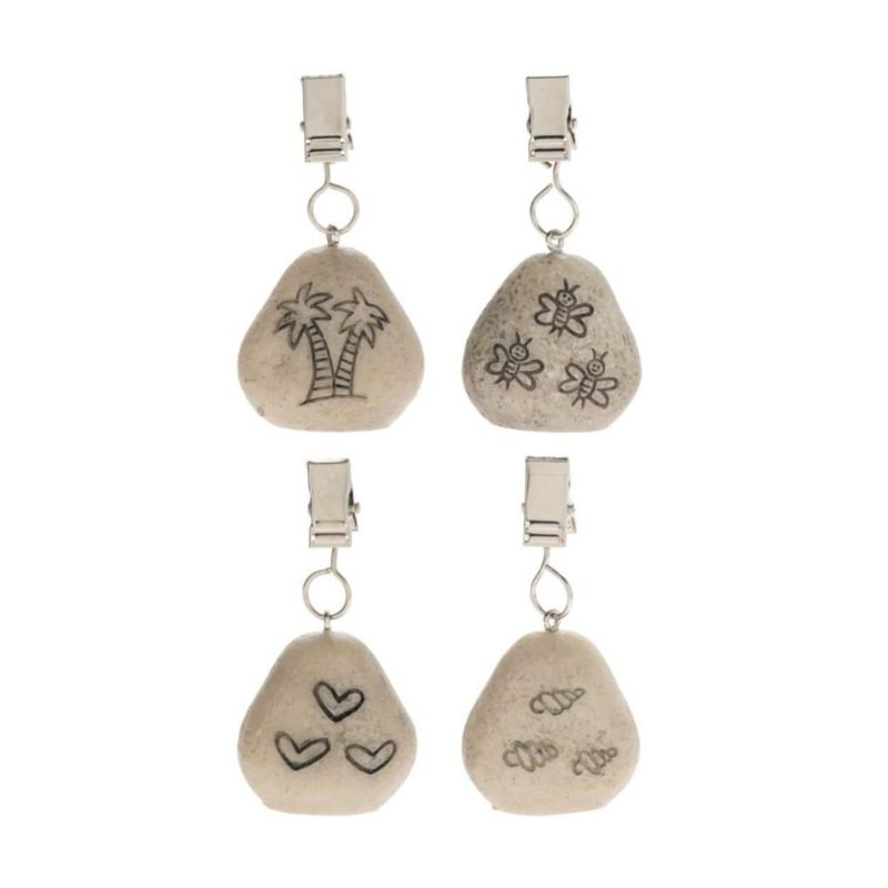 Zestaw 4 obciążników do obrusu H&S Decoration szare w kształcie kamieni 4,5 x 4,5 cm 1 kpl.