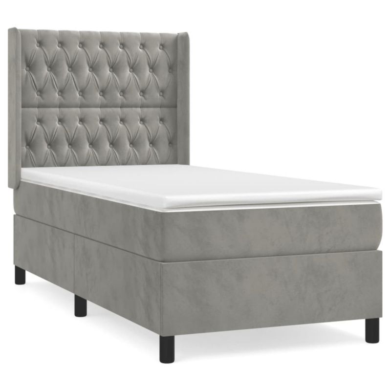 Łóżko kontynentalne WaszeMeble 100x200 cm jasnoszare WM-3132843 1 szt.