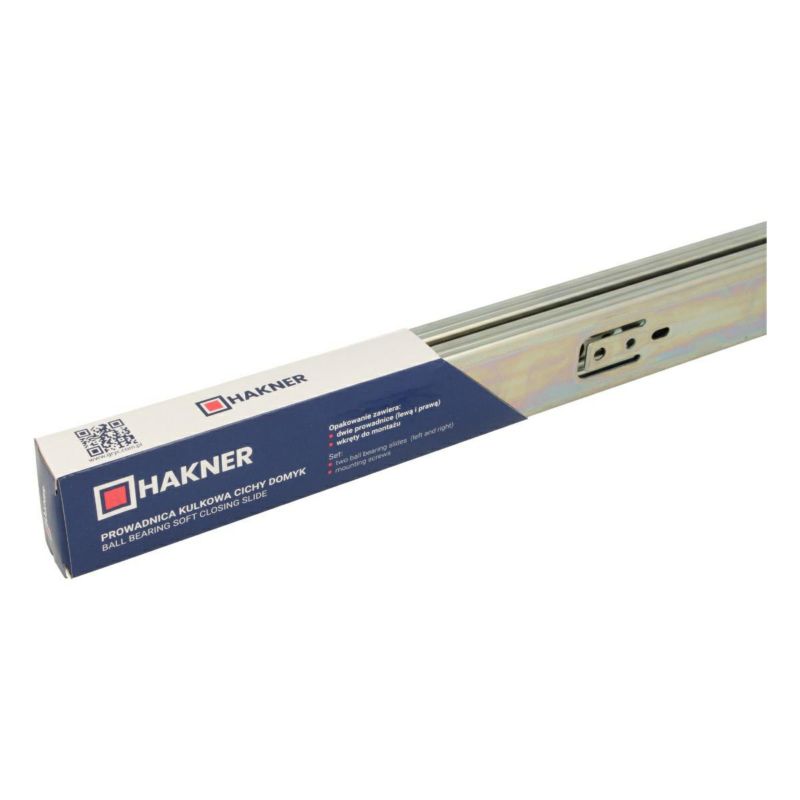 Prowadnica kulkowa do szuflad Hakner 45 650mm 30kg cichy domyk pełny wysuw - 1 par.