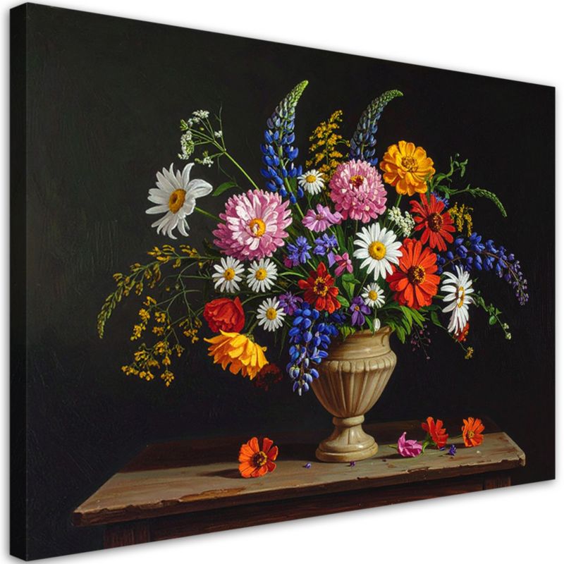 Obraz do salonu sypialni biura kuchni Feeby Kolorowy bukiet kwiatów w wazonie 90x60cm 1szt