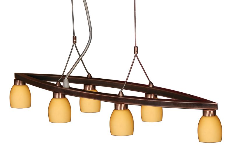 Lampa sufitowa żółte klosze Candellux Dakota miedziana 6xG9x40W IP20 wym:100x64x22cm - 1 szt.