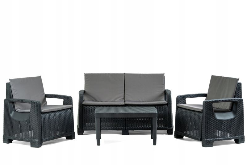 Meble Ogrodowe Corciano Paradiso Sofa stolik kawowy + 2 fotele Antracyt 2 osobowy zestaw 1szt.