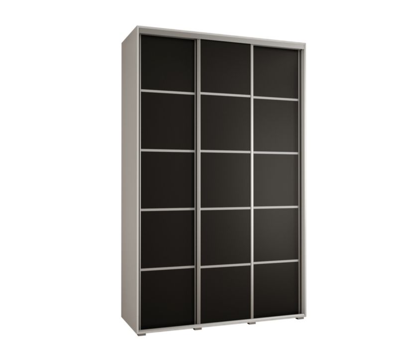 Szafa przesuwna Abiks DAVOS 4 wysoka szer.150cm gł.60cm biały/czarny/srebrny 1szt.
